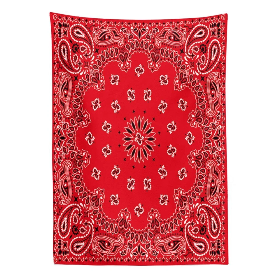Western Paisley Tablecloth Bandana Seamless Pattern with Red and White Orname... - Image 3 of 3