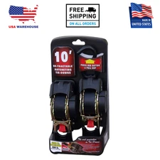 NEW 10 ft x 1 in Retractable Ratchet Tie Down Straps - Heavy Duty 2 Pack Secure