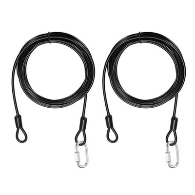 2Set 5/32'' Dia 9.8ft Security Steel Cable with Loops Black + Quick Links