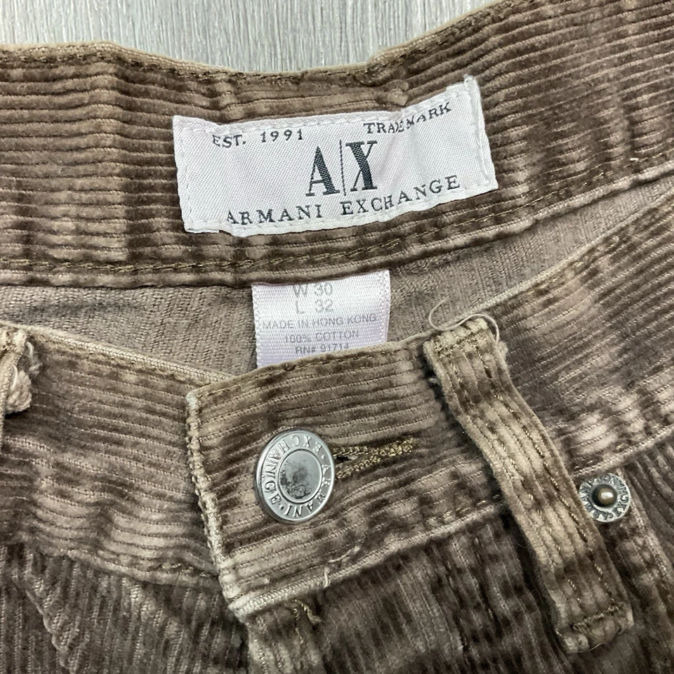 Vintage AX Armani Exchange Pants Mens 30x32 Brown Corduroy 90s Y2K Button Fly - Image 4 of 4