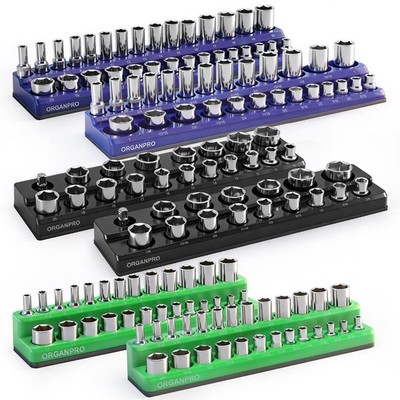 6PCS Magnetic Socket Organizer Set, 143 Sockets Tray High-Capacity & Strong M...