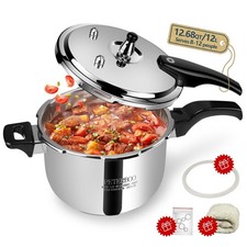 Premium 12 Quart Stainless Steel Pressure Cooker, Commercial Grade Luxury Coo...