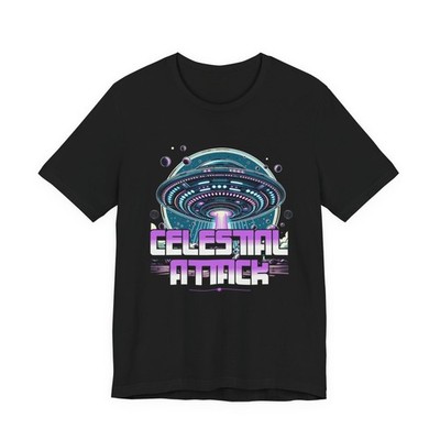 Celestial Attack UFO Tee | Retro Sci-Fi Spaceship Unisex Tee