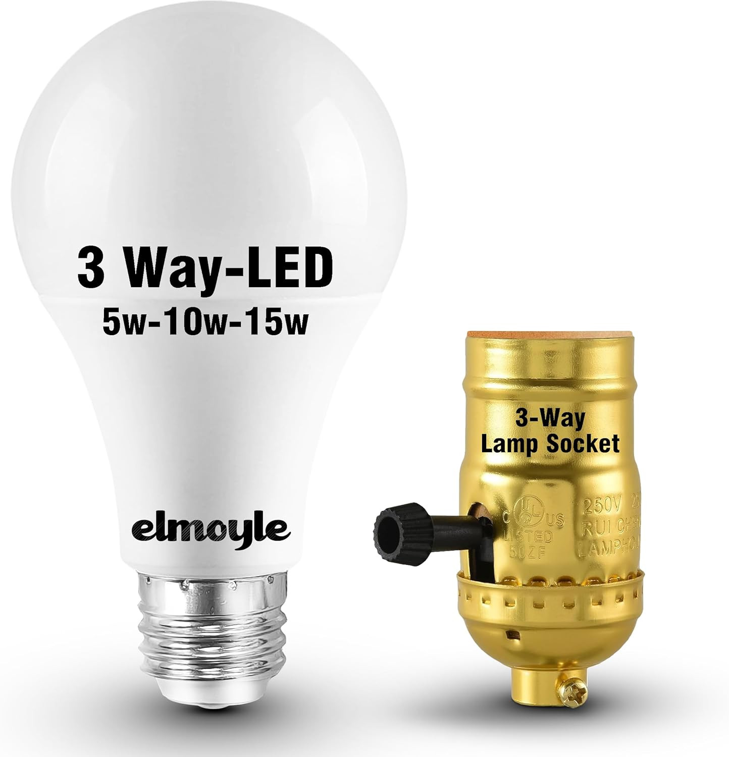 3 Way Light Bulbs 30 70 100w Daylight White 5000K with 3-Way Lamp Socket,E26 ...