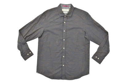 Tommy Bahama Shirt Men Medium Brown Blue Floral Cotton Silk Blend Island Modern