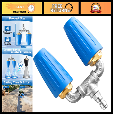 #ad Dual Turbo Nozzle for Pressure Washer 360° Rotating Tip 4000 PSI Quick Conne $59.99