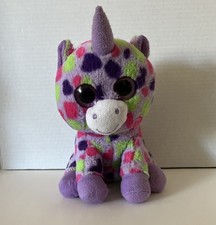 Unicorn Sparkle Plush 9.5" Big Eyes Pink Purple Green Polka Dot Stuffed Animal