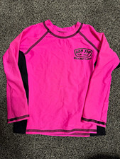 Ron Jon Surf Shop Girls Size 4 Pink/Black Long Sleeve Swim Top
