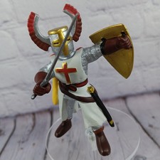 Vintage Papo Medieval Crusader Templar Knight Figure Toy Sword Shield Red Cross