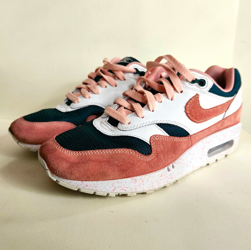 Nike Air Max 1 By You Custom Womens 8.5 Suede Pink Green White Shoes 943757-900
