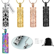 Trinity Knot Print Cylinder Urn Pendant Memory Necklace for Cremation Ashes Gift