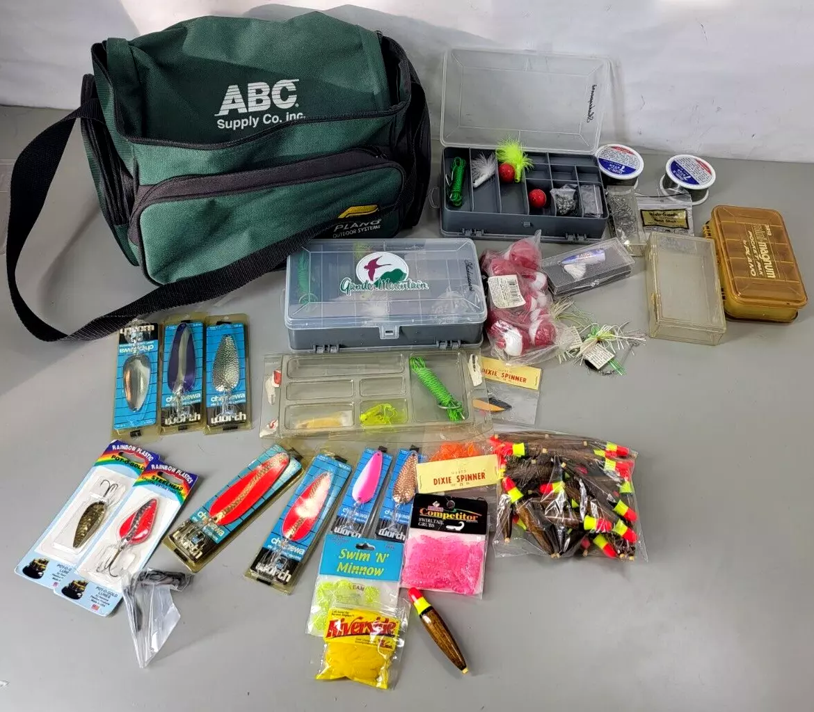 Fishing Tackle Box Lot Kit Accessory Equipment, 100's of Pieces of