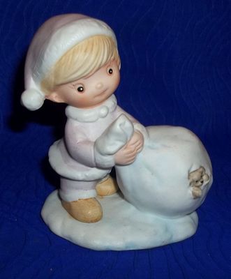 Adorable Porcelain Boy with Toy Sack Figurine By Homco #5613