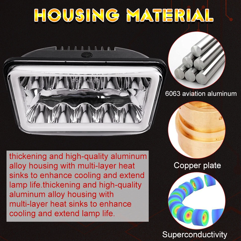 Faros LED altos/bajos de 4x6"" con DRL para Peterbilt 379 378 Freightliner FLD120 4 un. Foto 3 de 4