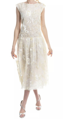 ROCHAS Silk Gold Sparkle Flowers Overlay Broderie Anglaise White Dress 1800 XS | eBay ROCHAS Silk Gold Sparkle Flowers Overlay Broderie Anglaise White Dress 1800 XS | eBay