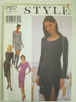 simplicity long sleeve dress pattern Simplicity 2937 Style 3/4 Long Sleeve Dress Pattern Misses 6-16 Side Slit  UC FF