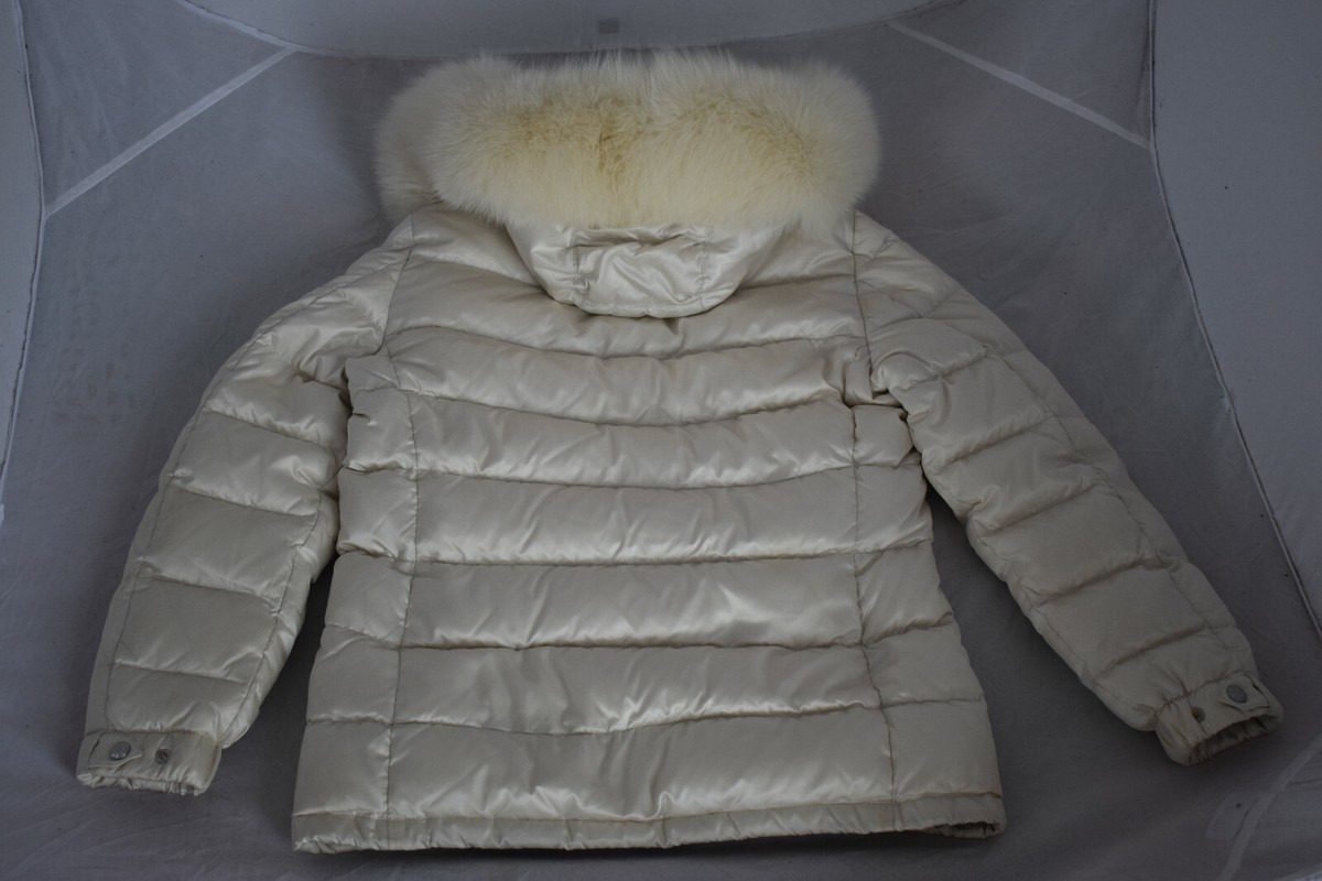 Prada White Down Quilted Zip Through Dyed Fur Jacket Coat Prada White Down Quilted Zip Through Dyed Fur Jacket Coat