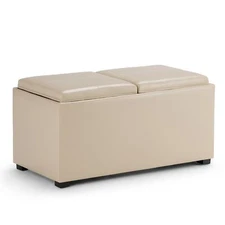 SIMPLIHOME Avalon 35 inch Wide Rectangle 5 Pc Storage Ottoman with 2 serving