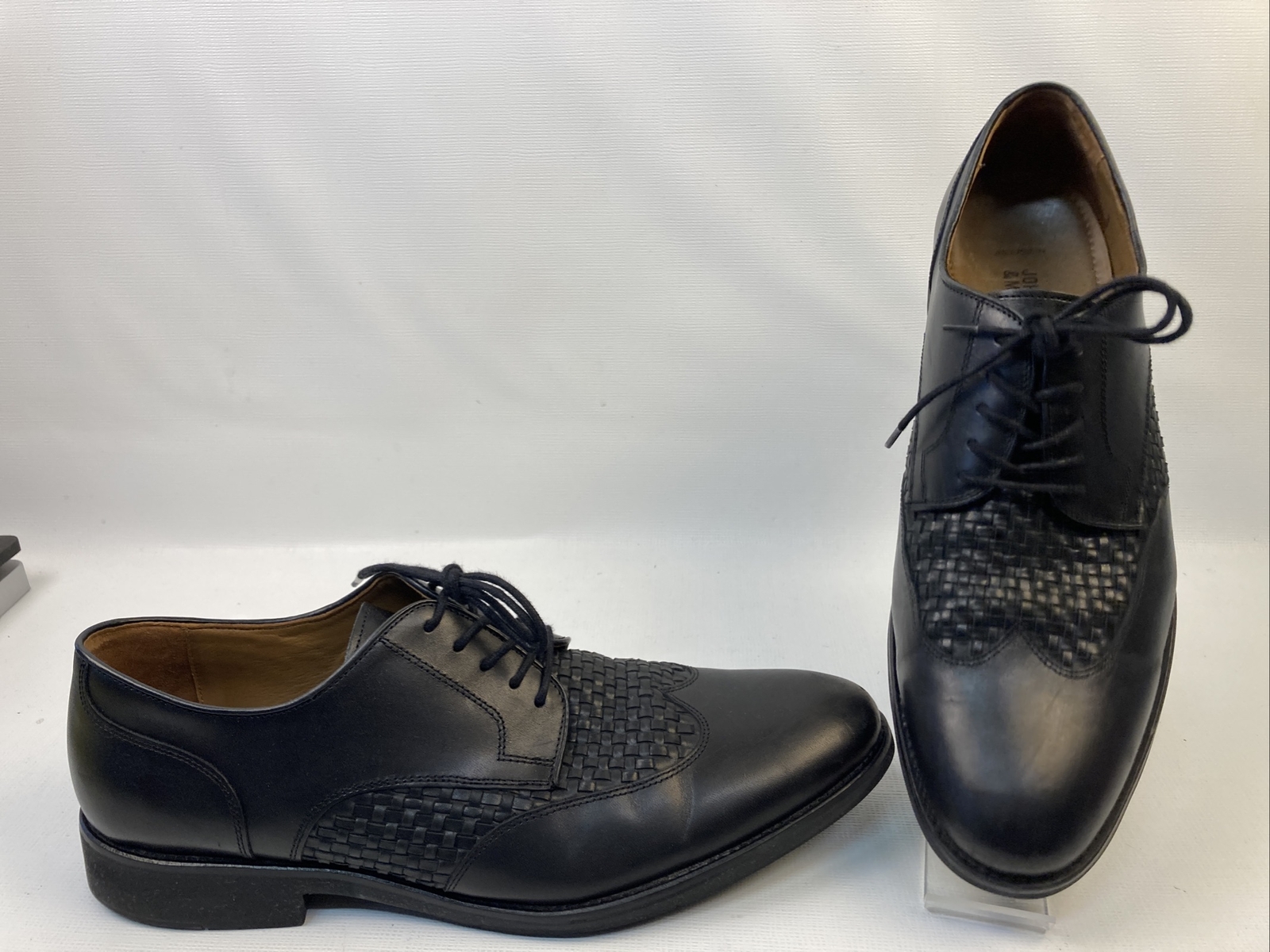 SAOLA Scarpe Oxford Johnston & Murphy taglia 13M nere pelle di pecora punta alare 20 2365