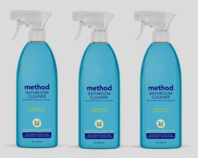 3 ~Method Bathroom Cleaner Eucalyptus Mint Cleans  Soap Scum Mildew & Mold 28 oz