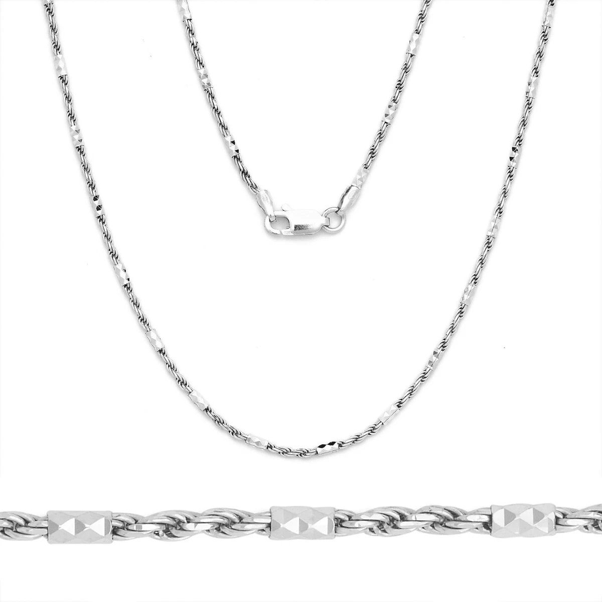 Diamond cut popcorn link cheap chain in white gold