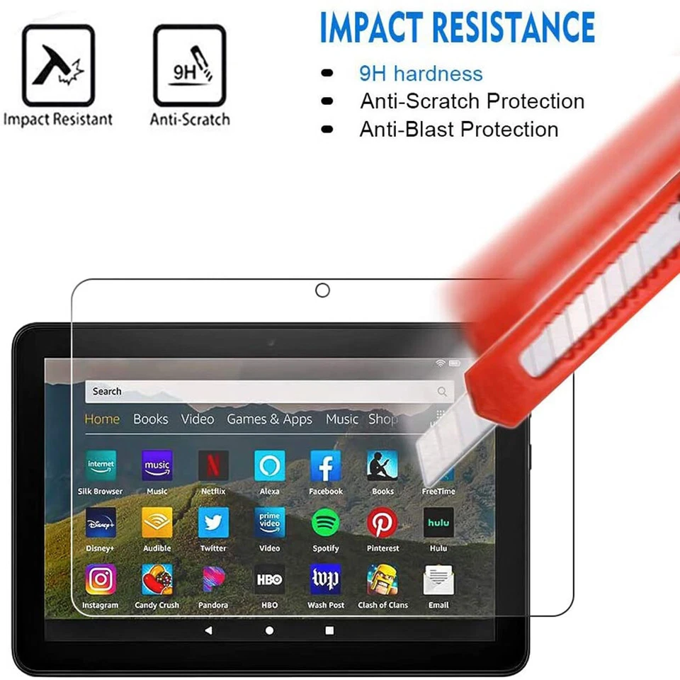 2X Pack Tablet Tempered Glass Screen Protector For Amazon Fire 7/HD 8/HD 10 Kids - Image 3 of 4