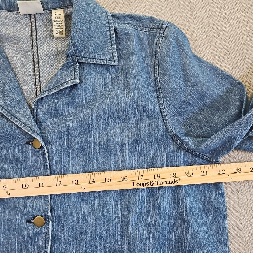 Classic Elements Button-Up Denim Jacket Women's L… - image 9