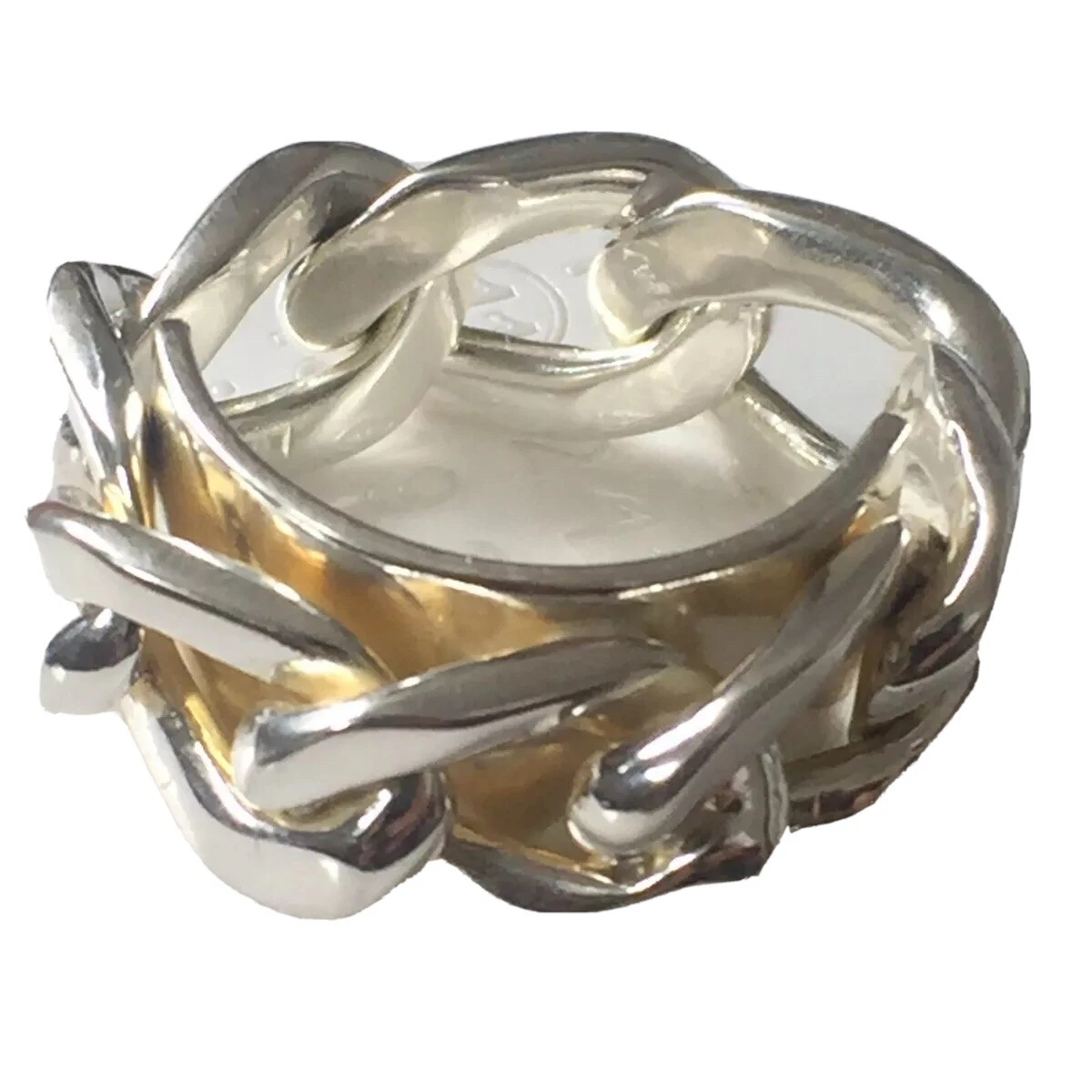 MAISON MARGIELA STEARLING SILVER CHAIN RING SIZE L