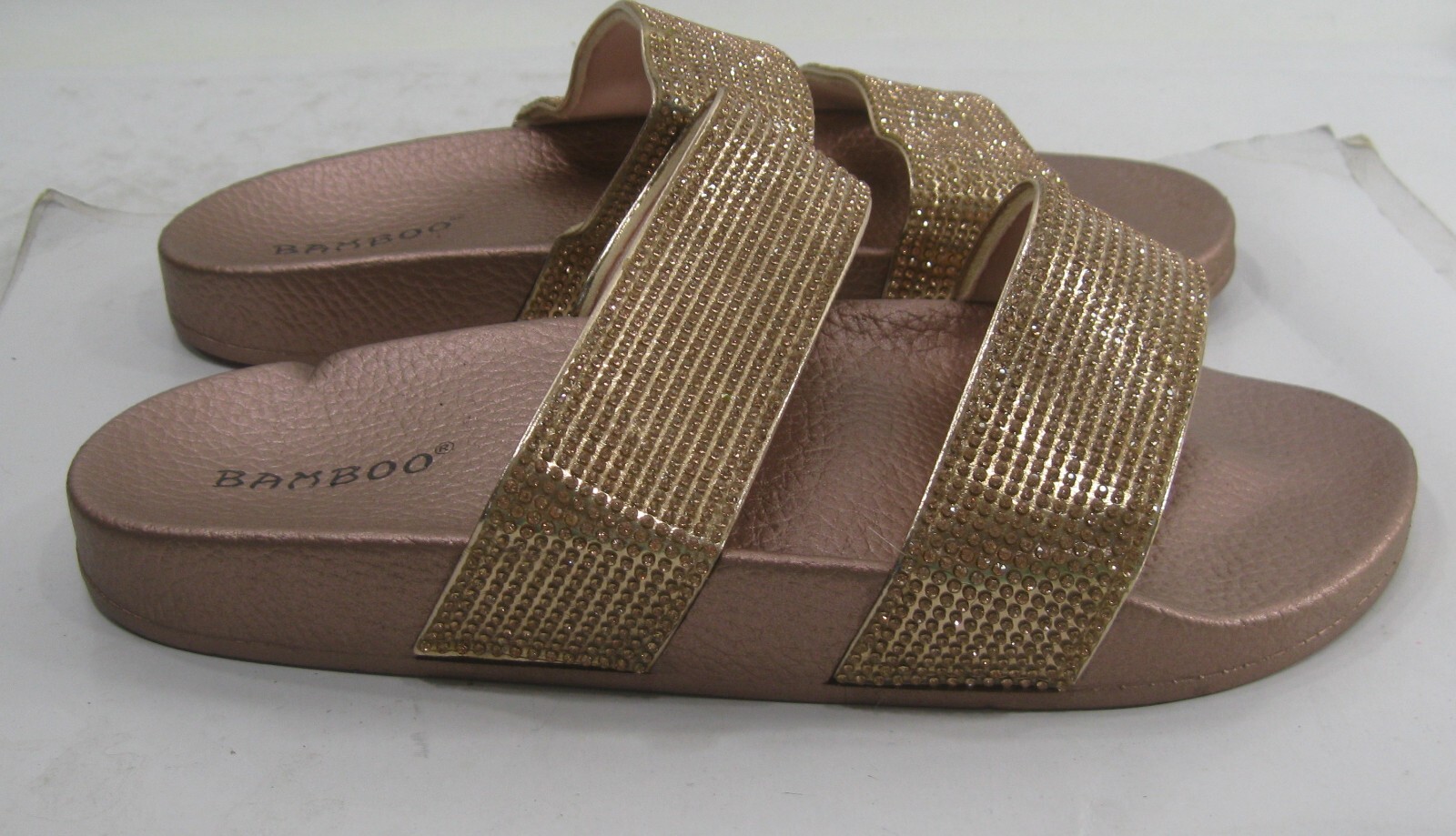 PANTOFOLA D’ORO BAMBOO nuovo ciabatte slip on ORO PUNTA APERTA sandali donna taglia 7