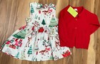 Fei Doog Toddler Girls 2 Holiday Christmas Dress Red Cardigan Sweater Outfit — photo 3