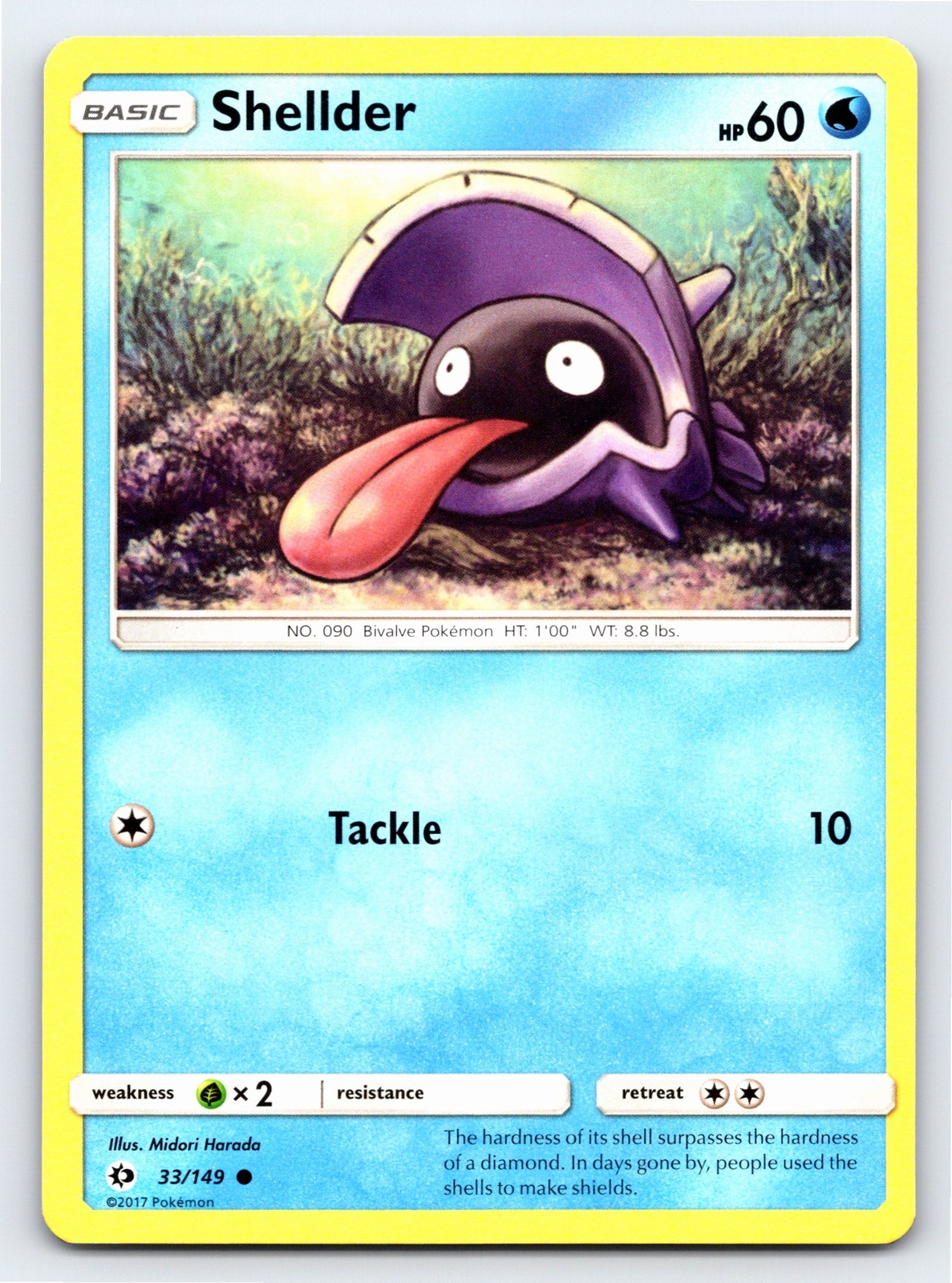 Shellder 33/149 Common Sun & Moon Base Set Pokemon Card - NM