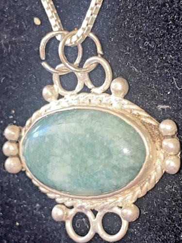 Sterling Silber Southwestern Stil Jade Medaillon Anhänger Halskette - Bild 7 von 20