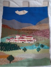 Arazzo Da Muro Lana Artigianale Fatto A Mano Folk Art Vintage