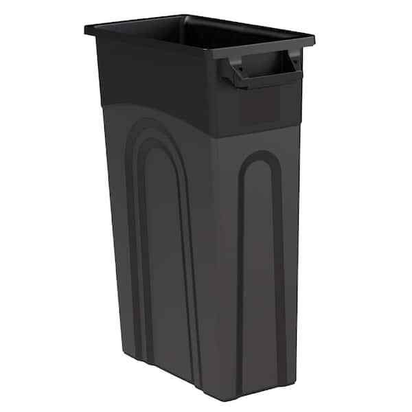 Trash Can 23 Gallon Black Highboy Heavy Duty Waste Container Slim Space Saving-image