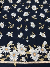 NEW Rayon Fashion Apparel Navy Blue Daisy Floral Single Border Sold by Yard 58"W