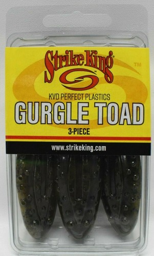 Strike King GT-47WM Gurgle Toad Soft Plastics, Grn Pmkn/Prl - 6 Pack, 3 ...