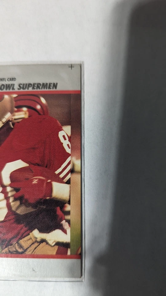 Raro Jerry Rice Pro Set 1990 Super Bowl Superman error de corte erróneo Foto 3 de 4