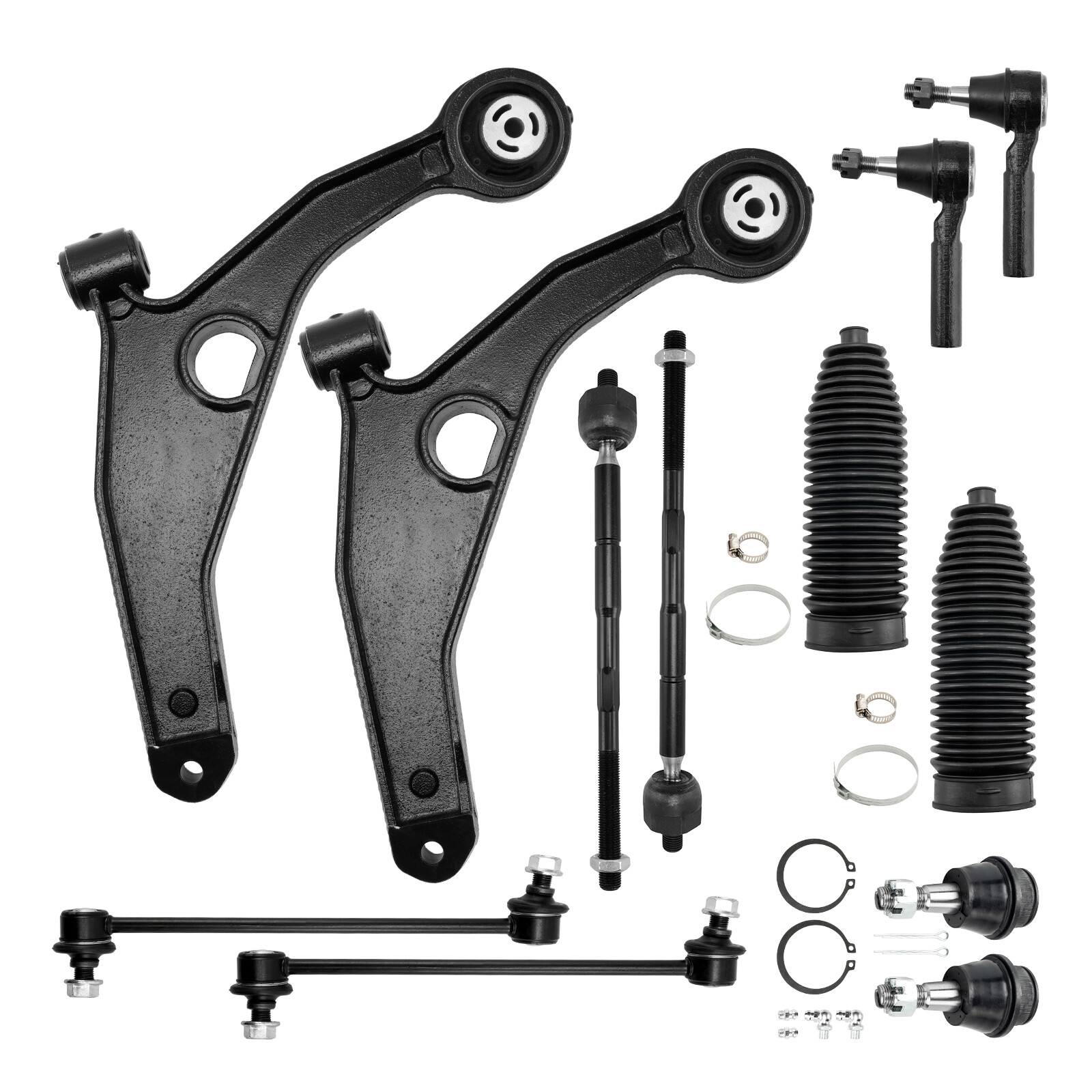 12Pcs Dodge Journey 2009-2015 Suspension Control Arms Ball Joints Tie Rod Ends Kit