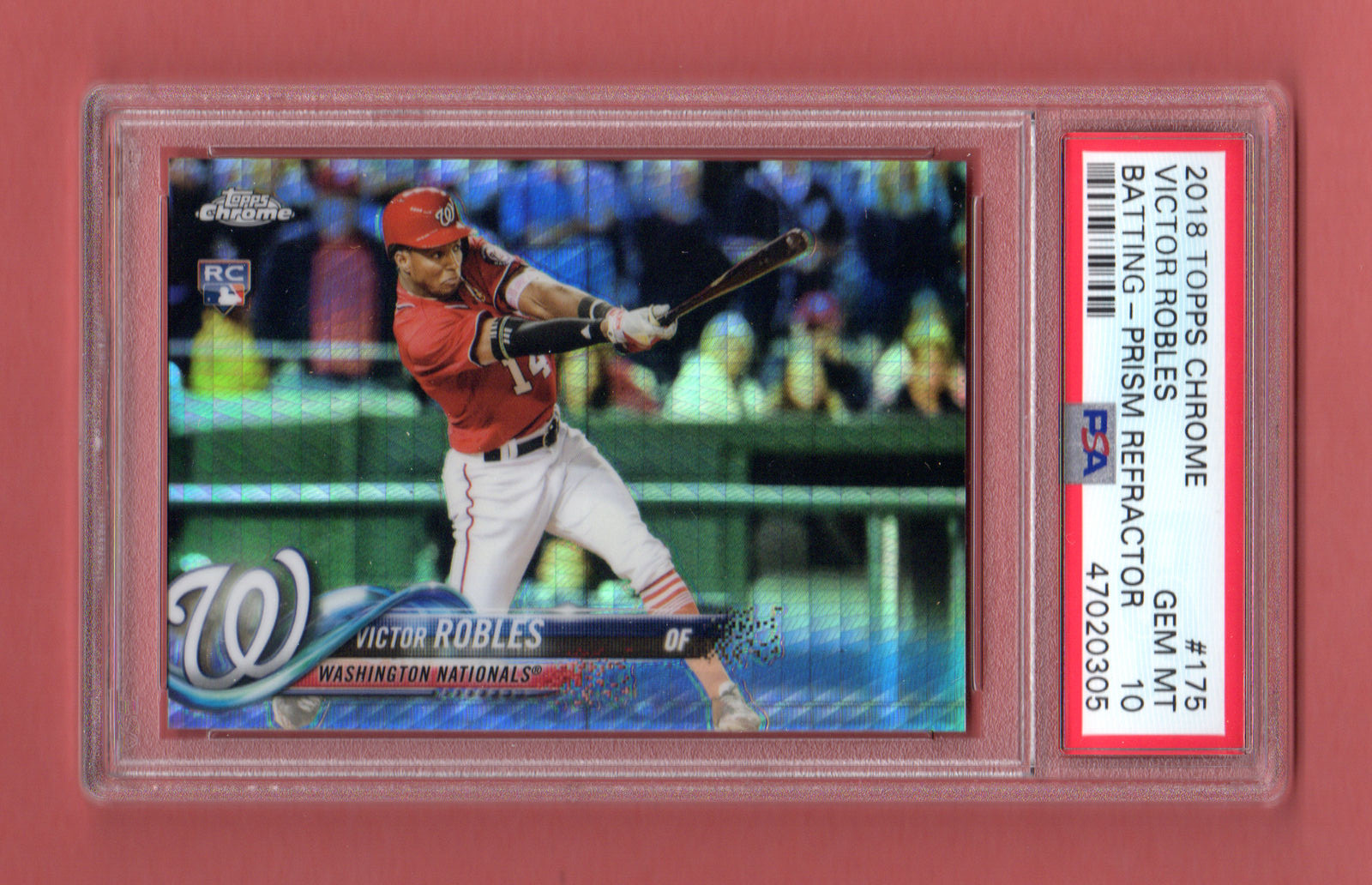 VICTOR ROBLES 2018 TOPPS CHROME PRISM REFRACTOR ROOKIE RC PSA 10 GEM NATIONALS