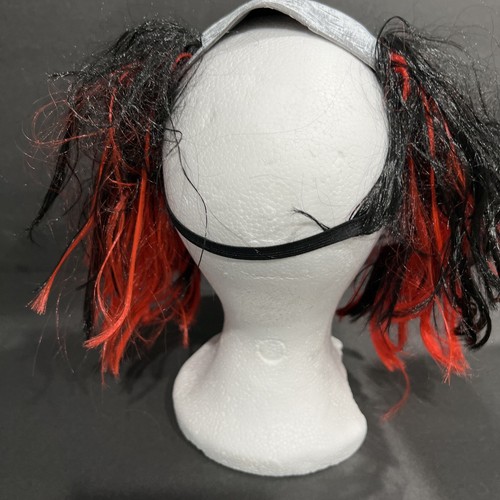Scary Killer Carnival Clown Halloween Mask with Red/Black Hair Latex Pullover - Picture 6 of 10