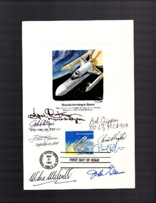 SPACE 6x9 HAND SIGNED FDC PROOF CARD    8 SIGNED   HAISE+KRAFT+KRANZ+GLENN   JSA