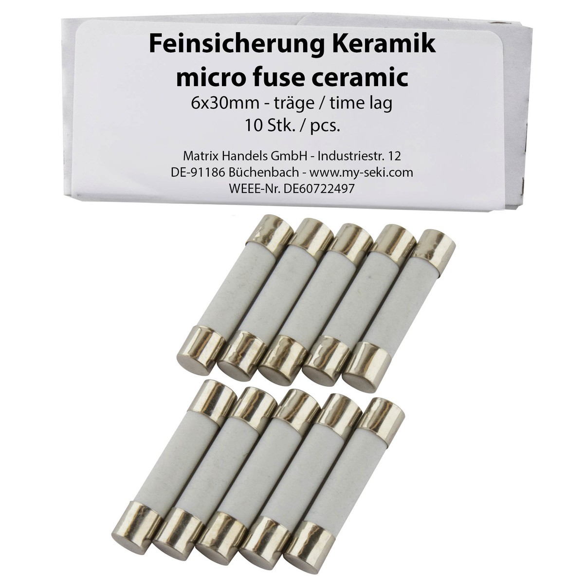 ESKA Feinsicherung 5x20mm, träge (t), 10A | 5mm Fein-/Gerätesicherungen günstig kaufen | elektronik ESKA Feinsicherung 5x20mm, träge (t), 10A | 5mm Fein-/Gerätesicherungen günstig kaufen | elektronik