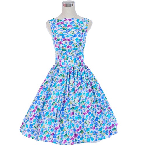 50s 60s 70s Style Vintage Retro Rockabilly Tea Dress Party Swing Dresses Cotton - Picture 27 of 29