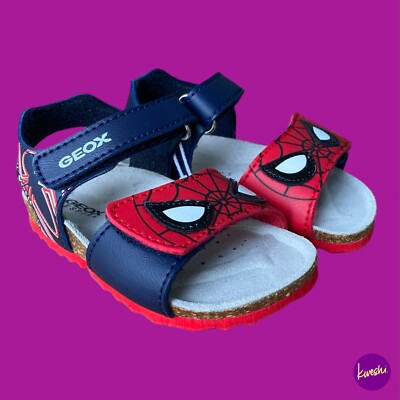GEOX Kleinkind Chalki Sandalen, Spider-Man, Dark Navy/Rot, UK 5K/EU 22/US 6,5