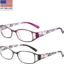 Reading Glasses Classic Rectangle Floral Temples 2 Piece Set Strength 1.00 new
