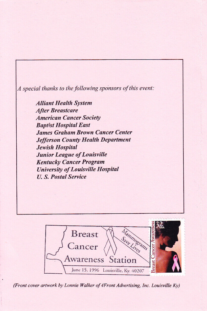 USPS 1st Day Ceremony Program Louisville 3081 Breast Cancer Stamp