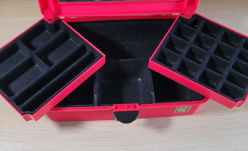 Vtg Caboodles 2425 Red 3 Tier Mirror "Two Carat Jewelry Case Organizer" 1980s - Picture 14 of 18