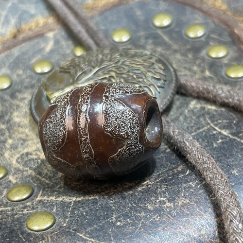 Ancient Tibetan DZI Beads Old Agate Tiger Teeth Totem Talisman GZI 21×17mm #1978 - Foto 8 di 13