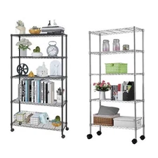 65 x36 x14" 5 Tier Storage Shelf Adjustable Wire Metal Shelving Rack w/Rolling