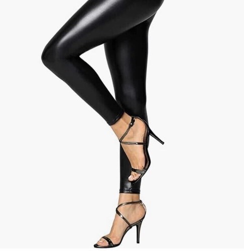 Women’s Black Faux Leather Leggings Size XL High Rise Tummy Control Pants New - Picture 12 of 12